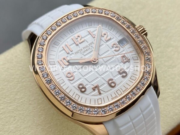 GR Factory Patek Philippe Aquanaut 5268/200R-001 38.8mm Rose Gold White Rubber Strap White Dial