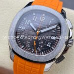 GR Factory Patek Philippe Aquanaut 5968A-001 42.2mm Steel Orange Rubber Strap Black Dial