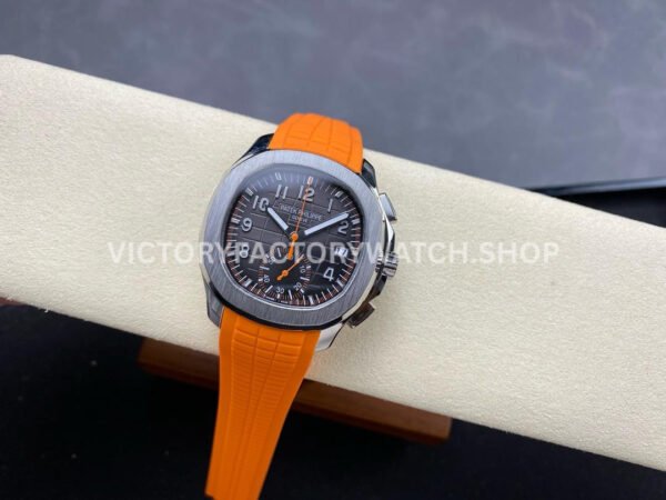 GR Factory Patek Philippe Aquanaut 5968A-001 42.2mm Steel Orange Rubber Strap Black Dial
