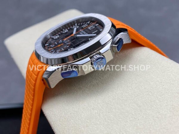 GR Factory Patek Philippe Aquanaut 5968A-001 42.2mm Steel Orange Rubber Strap Black Dial
