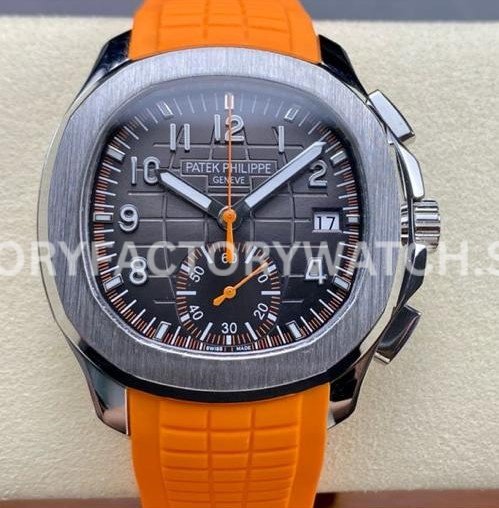 GR Patek Philippe Aquanaut 5968A-001 black dial orange strap