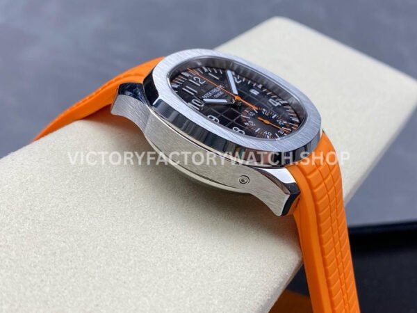 GR Factory Patek Philippe Aquanaut 5968A-001 42.2mm Steel Orange Rubber Strap Black Dial