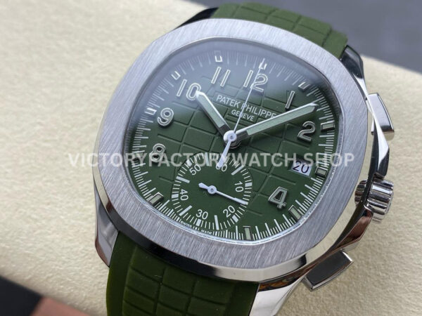 GR Factory Patek Philippe Aquanaut 5968G-010 42.2mm Steel Green Rubber Strap Green Dial (9) GR Factory Patek Philippe Aquanaut 5968G-010 42.2mm Steel Green Rubber Strap Green Dial