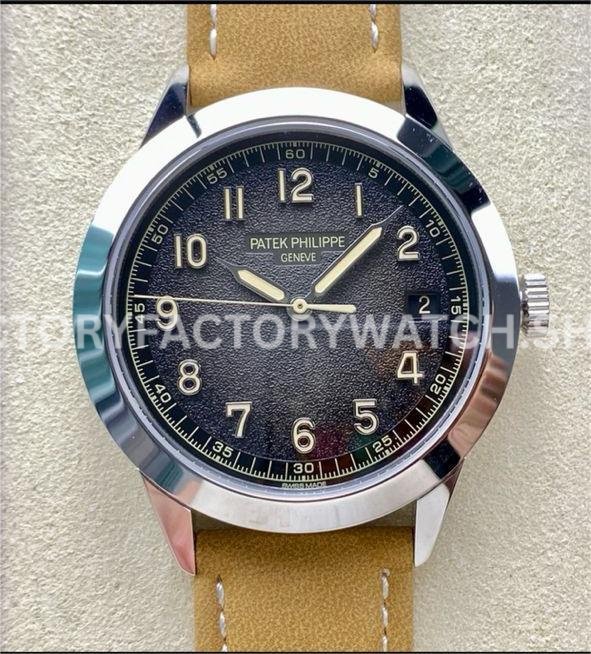 GR Patek Philippe Calatrava 5226G-001 black dial brown strap