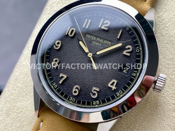 GR Factory Patek Philippe Calatrava 5226G-001 40mm White Gold Brown Leather Strap Arabic Numerals Black Dial