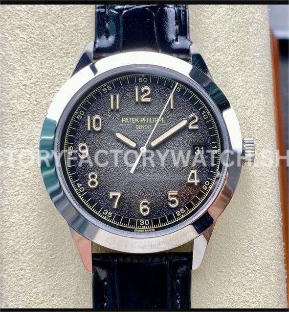 GR Patek Philippe Calatrava 5226G-001 black dial leather strap