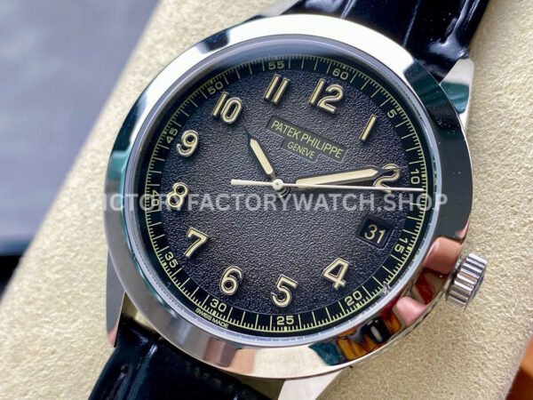 GR Factory Patek Philippe Calatrava 5226G-001 40mm White Gold Leather Strap Arabic Numerals Black Dial