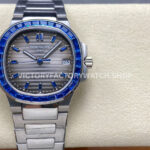 GR Factory Patek Philippe Emerald Nautilus 5711-111P-001 35.2mm Full Platinum Gray Dial (4) GR Emerald Nautilus 5711 111P gray dial blue diamond bezel