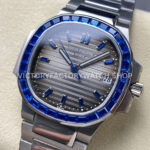 GR Factory Patek Philippe Emerald Nautilus 5711-111P-001 35.2mm Full Platinum Gray Dial (5) GR Factory Patek Philippe Emerald Nautilus 5711/111P-001 35.2mm Full Platinum Blue Diamond Bezel Gray Dial