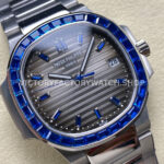 GR Factory Patek Philippe Emerald Nautilus 5711-111P-001 35.2mm Full Platinum Gray Dial (8) GR Factory Patek Philippe Emerald Nautilus 5711/111P-001 35.2mm Full Platinum Blue Diamond Bezel Gray Dial