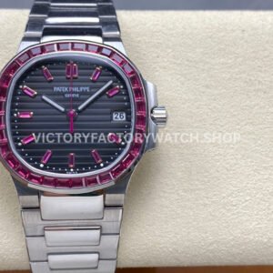 GR Emerald Nautilus 5711 112P 001 black dial red diamond bezel