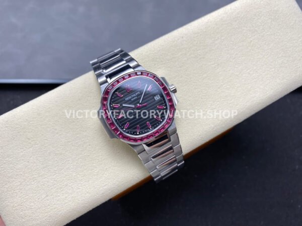 GR Factory Patek Philippe Emerald Nautilus 5711-112P-001 35.2mm Full Platinum Red Diamond Bezel Black Dial