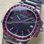 GR Factory Patek Philippe Emerald Nautilus 5711-112P-001 35.2mm Full Platinum Red Diamond Bezel Black Dial