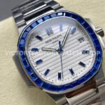 GR Factory Patek Philippe Emerald Nautilus 5711/113P 35.2mm Full Platinum Blue Diamond White Dial