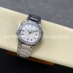GR Factory Patek Philippe Emerald Nautilus 5711/110P-010 35.2mm Full Platinum Diamond Bezel White Dial