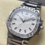 GR Factory Patek Philippe Emerald Nautilus 5711/110P-010 35.2mm Full Platinum Diamond Bezel White Dial