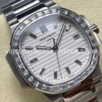 GR Factory Patek Philippe Emerald Nautilus 5711/110P-010 35.2mm Full Platinum Diamond Bezel White Dial