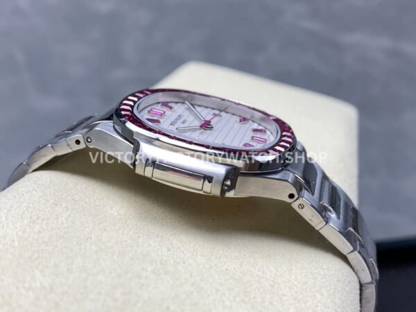 GR Factory Patek Philippe Emerald Nautilus 5711/112P-010 35.2mm Full Platinum Ruby Diamond Bezel White Dial