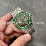 GR Factory Patek Philippe Emerald Nautilus 5711113P-001 40.5mm Full Platinum Black Dial (5) GR Factory Patek Philippe Emerald Nautilus 5711/113P-001 35.2mm Full Platinum Green Diamond Gray Dial