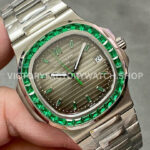 GR Factory Patek Philippe Emerald Nautilus 5711113P-001 40.5mm Full Platinum Black Dial (7) GR Factory Patek Philippe Emerald Nautilus 5711/113P-001 35.2mm Full Platinum Green Diamond Gray Dial