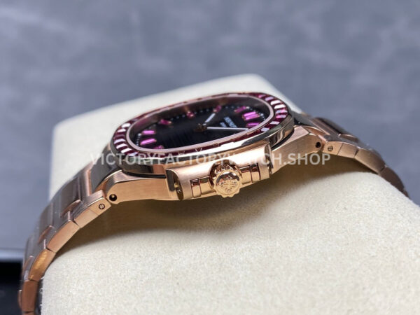 GR Factory Patek Philippe Emerald Nautilus 5723/112R-001 35.2mm Full Rose Gold Ruby Diamond Black Dial