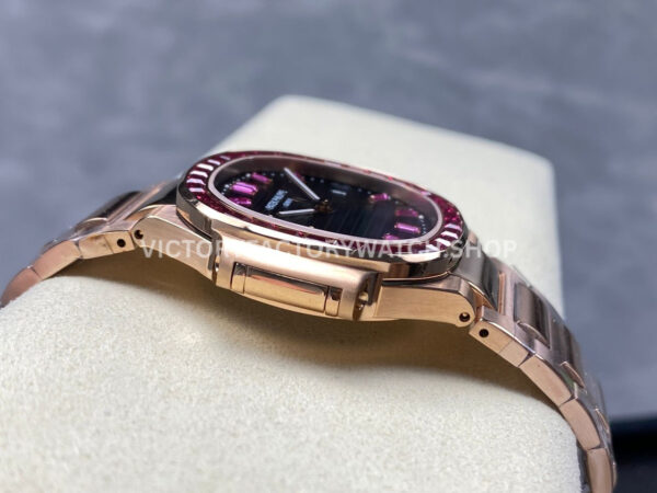 GR Factory Patek Philippe Emerald Nautilus 5723/112R-001 35.2mm Full Rose Gold Ruby Diamond Black Dial