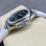 GR Factory Patek Philippe Nautilus 5712G 40mm White Rubber Strap Diamond Bezel Blue Dial