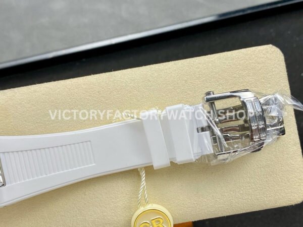 GR Factory Patek Philippe Nautilus 5712G 40mm White Rubber Strap Diamond Bezel Blue Dial