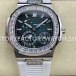 GR Patek Philippe Nautilus 5712G blue dial diamond bezel white rubber strap