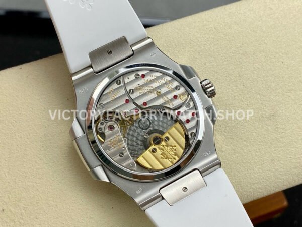GR Factory Patek Philippe Nautilus 5712G 40mm White Rubber Strap Diamond Bezel Blue Dial