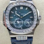 GR Patek Philippe Nautilus 5712G grey dial diamond bezel leather strap
