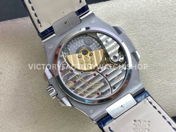 GR Factory Patek Philippe Nautilus 5712G 40mm White Gold Leather Strap Diamond Bezel Grey Dial