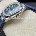 GR Factory Patek Philippe Nautilus 5712G 40mm White Gold Leather Strap Diamond Bezel Grey Dial