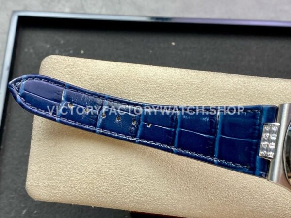 GR Factory Patek Philippe Nautilus 5712G 40mm White Gold Leather Strap Diamond Bezel Grey Dial