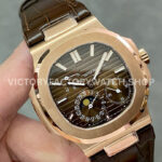 GR Factory Patek Philippe Nautilus 5712R 40mm Rose Gold Leather Strap Brown Dial