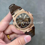 GR Factory Patek Philippe Nautilus 5712R 40mm Rose Gold Leather Strap Brown Dial