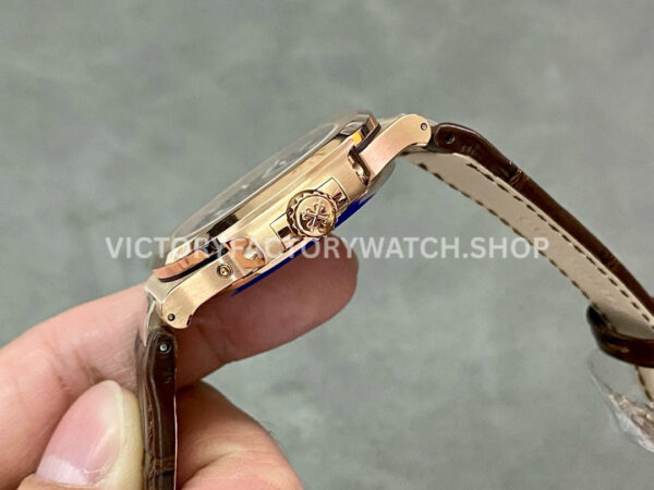 GR Factory Patek Philippe Nautilus 5712R 40mm Rose Gold Leather Strap Brown Dial