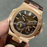 GR Factory Patek Philippe Nautilus 5712R 40mm Rose Gold Leather Strap Brown Dial