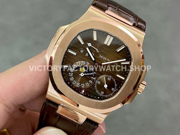 GR Factory Patek Philippe Nautilus 5712R 40mm Rose Gold Leather Strap Brown Dial