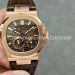 GR Patek Philippe Nautilus 5712R brown dial rose gold leather strap