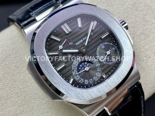 GR Factory Patek Philippe Nautilus 5712G 40mm Steel Leather Strap Grey Dial