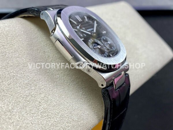 GR Factory Patek Philippe Nautilus 5712G 40mm Steel Leather Strap Grey Dial