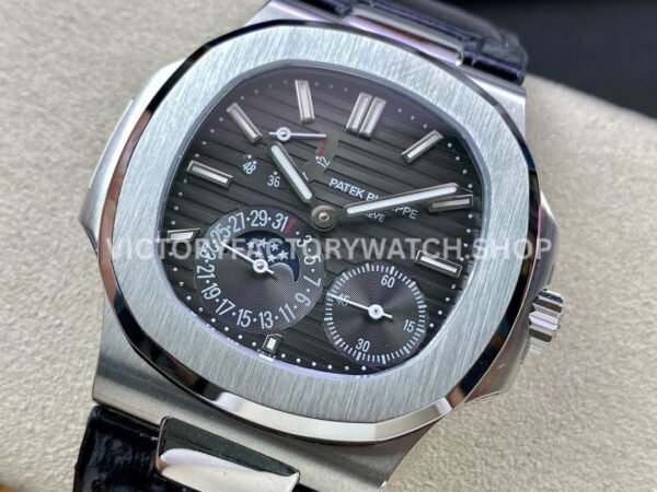 GR Factory Patek Philippe Nautilus 5712G 40mm Steel Leather Strap Grey Dial
