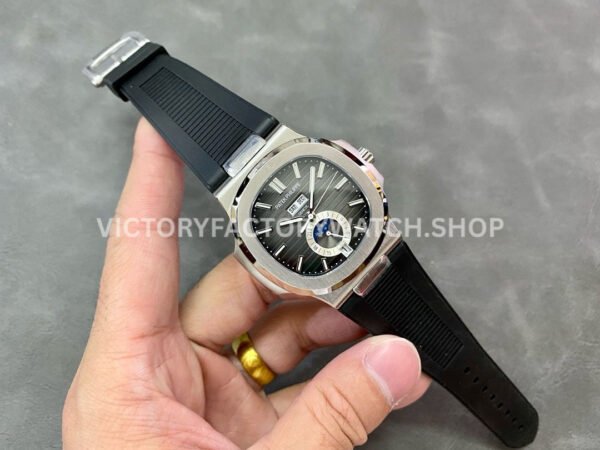 GR Factory Patek Philippe Nautilus 5726 40mm Steel Black Rubber Strap Grey Dial