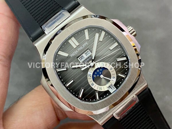 GR Factory Patek Philippe Nautilus 5726 40mm Steel Black Rubber Strap Grey Dial