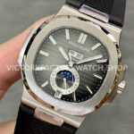 GR Factory Patek Philippe Nautilus 5726 40mm Steel Black Rubber Strap Grey Dial