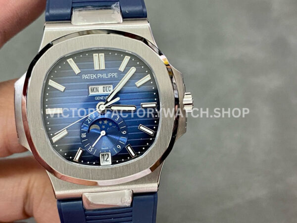 GR Factory Patek Philippe Nautilus 5726 40mm Steel Blue Rubber Strap Blue Dial (9) GR Patek Philippe Nautilus 5726 blue dial blue rubber strap