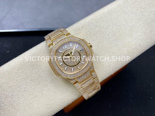 GR Factory Patek Philippe Nautilus 7021 35.2mm Full Jewelry Yellow Gold Jewelry Dial