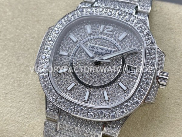 GR Factory Patek Philippe Nautilus 7021/1G-001 35.2mm Full Jewelry White Gold Jewelry Dial