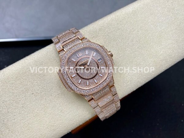 GR Factory Patek Philippe Nautilus 7021/1R-001 35.2mm Full Jewelry Rose Gold Jewelry Dial
